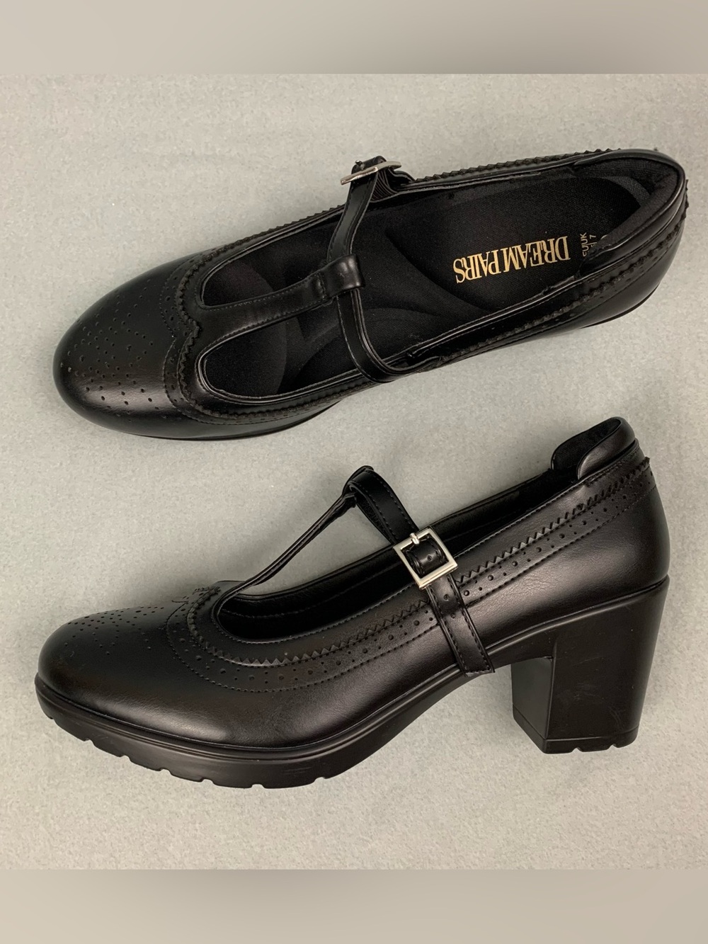 Dream Paris Mary Janes Womens US 9 Black Oxford Pumps T Strap Buckle Preppy Shoe